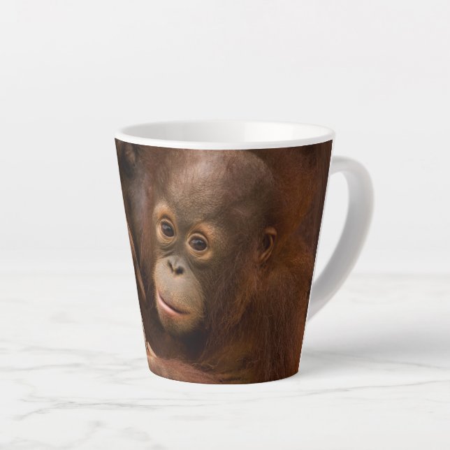 Tasse Latte Mère orang-outan et bébé au zoo (Angle droit)