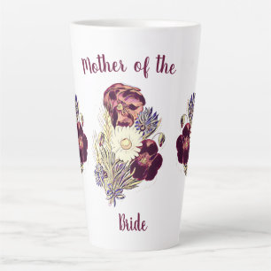 Tasse Latte Mère personnalisée de la mariée aquarelle florale