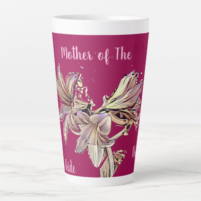 Tasse Latte Mère personnalisée de la mariée Floral Mulberry (Devant)