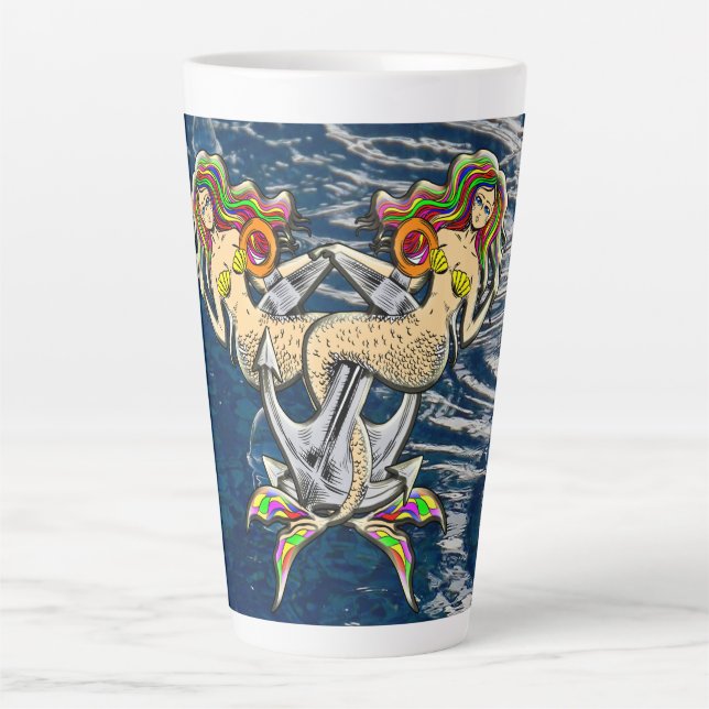 Tasse Latte Mermaids - Design nautique pour les amoureux des o (Devant)