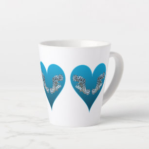 Tasse Latte Mérou - Cœurs bleus, disposés horizontalement