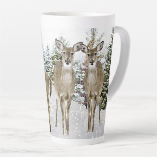 Tasse Latte Merveilleux Cerf Blanc de Noël