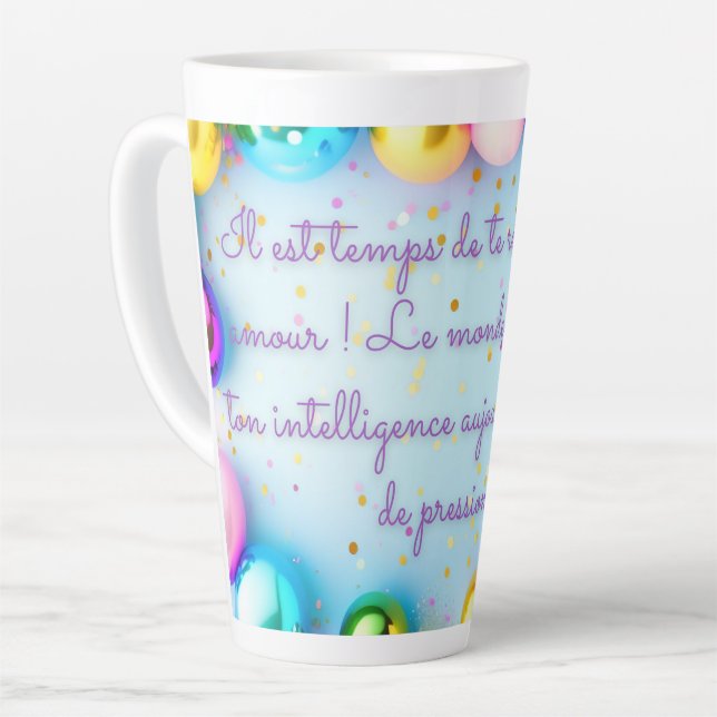 Tasse Latte message d'amour pour elle et lui (Angle gauche)