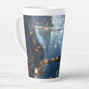 Tasse Latte Métropole flottante dans le ciel