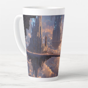 Tasse Latte Métropole flottante dans les nuages