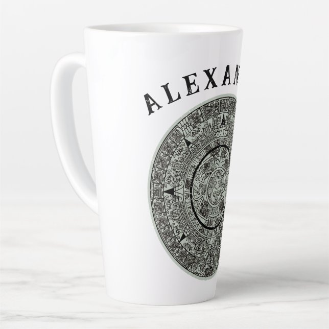 Tasse Latte Mexicaine Aztec Sun Stone Maya Calendrier 1 (Angle gauche)