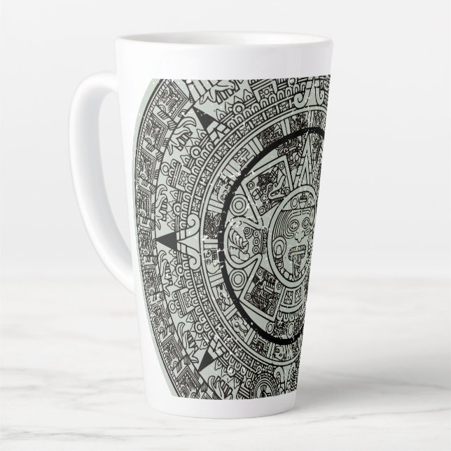Tasse Latte Mexicaine Aztec Sun Stone Maya Calendrier 1 (Angle gauche)