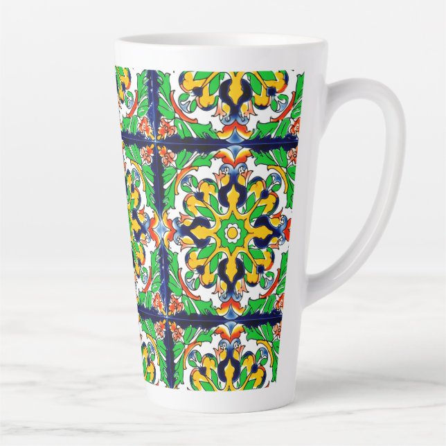 Tasse Latte Mexique Talavera Terracotta Carrelage Design No 4 (Droite)