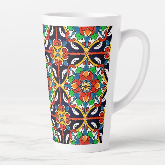 Tasse Latte Mexique Talavera Terracotta Carrelage Design No 5 (Droite)