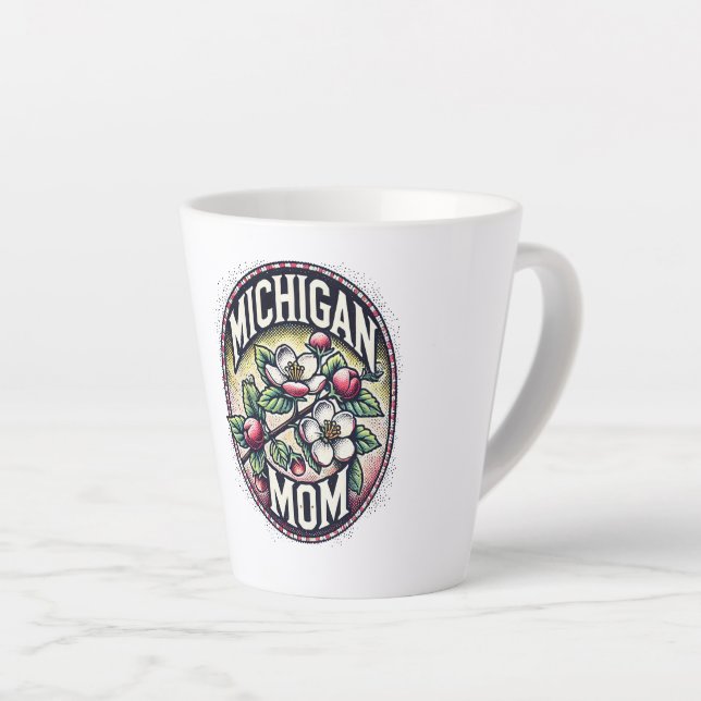 Tasse Latte Michigan Mom Cherry Blossom Tree State Flower (Angle droit)