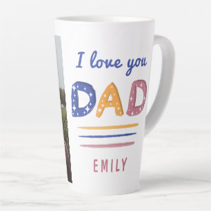Tasse Latte Mignon Amour papa typographie colorée Photo