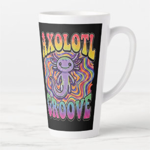 Tasse Latte Mignon Axolotl Hippie Groovy Art Rétro 70s Arc-en-