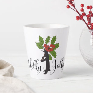 Tasse Latte Mignon drôle de manchot de Noël Holly Jolly