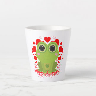 Tasse Latte Mignon Grenouille Kawaii Cœurs XOXO Café Amour Cos