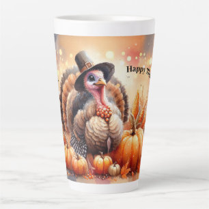 Tasse Latte Mignon Turquie pèlerin Casquette Citrouilles Corn