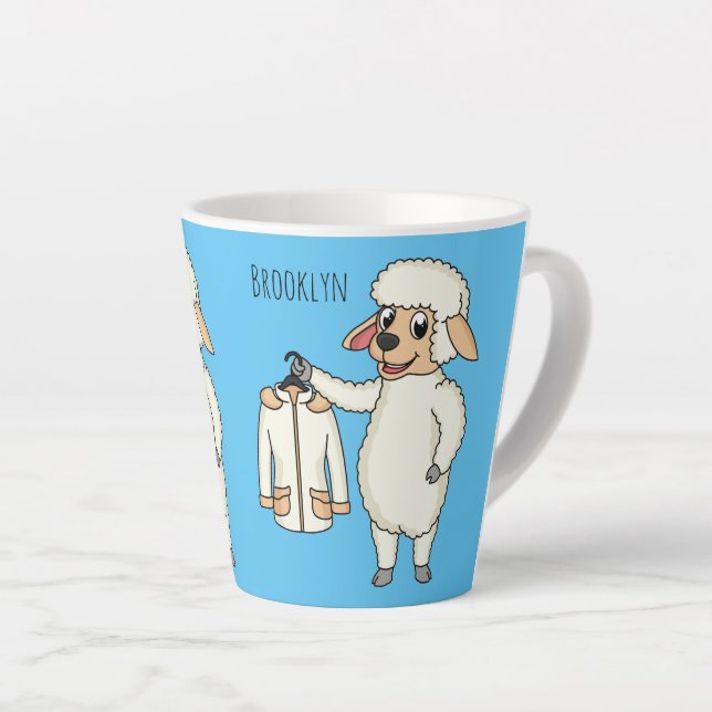 Tasse Latte Mignonne brebis avec blouson (Angle droit)