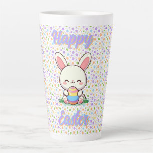 Tasse Latte Mignonne lapin de printemps/Pâques avec oeuf