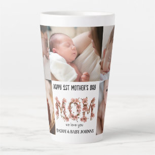 Tasse Latte Mignonne maman de la fête des mères   Collage de p