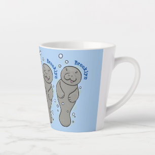 Tasse Latte Mignonne manatée bébé avec bulles illustration