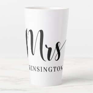Tasse Latte Mignonne Personnalisée Mme Newlysée Typographie