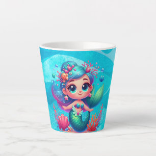 Tasse Latte Mignonne sirène sous-marine