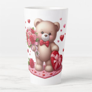 Tasse Latte Mignonne Valentine's Day Teddy Bear
