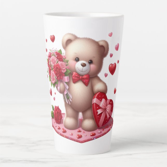 Tasse Latte Mignonne Valentine's Day Teddy Bear (Devant)