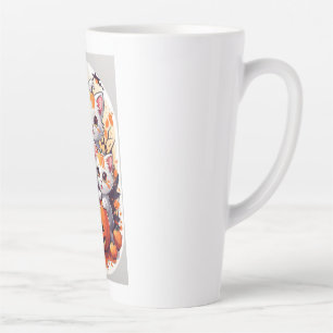 Tasse Latte Mignons chatons d'Halloween avec carte de citrouil