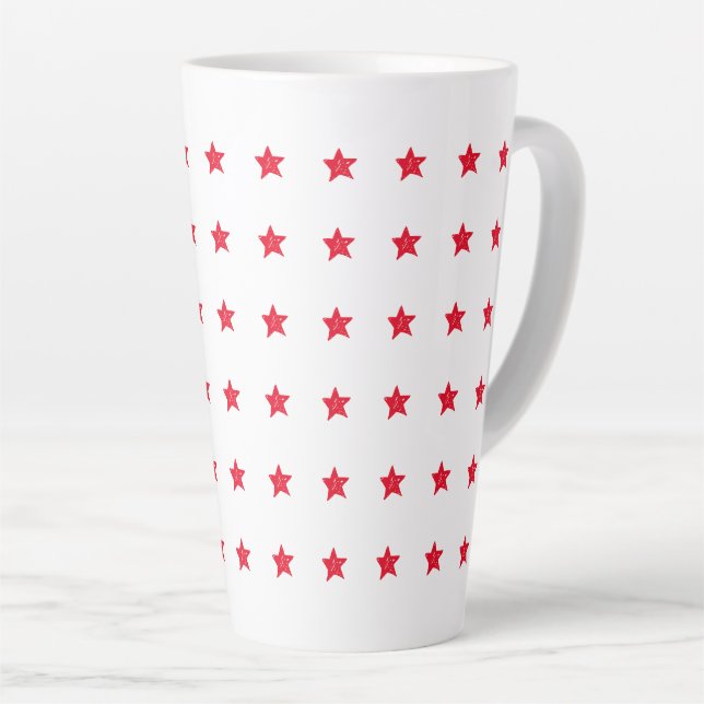 Tasse Latte Mignons rouge à main étoiles motif moderne fun (Angle droit)