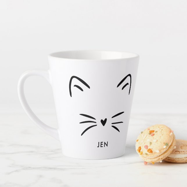 Tasse Latte Mignons Whiskers de chat (En situation)