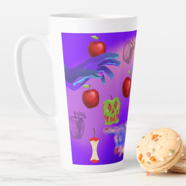 Tasse Latte Mikitiez crâne rouge toxique pomme vegan été (En situation)