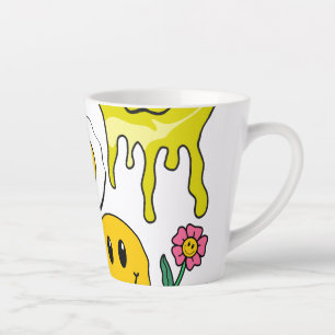 Tasse Latte Mikitiez Jeu d'oreiller Smileyface Jardin jaune