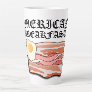 Tasse Latte Mikitiez petit-déjeuner américain oeufs de bacon p