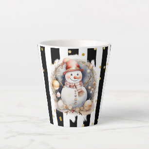 Tasse Latte Milchtasse Klein Snowman and Stripes Var02