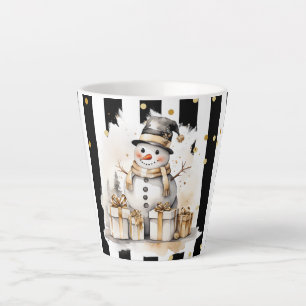 Tasse Latte Milchtasse Klein Snowman and Stripes Var04