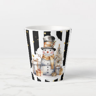 Tasse Latte Milchtasse Klein Snowman and Stripes Var05