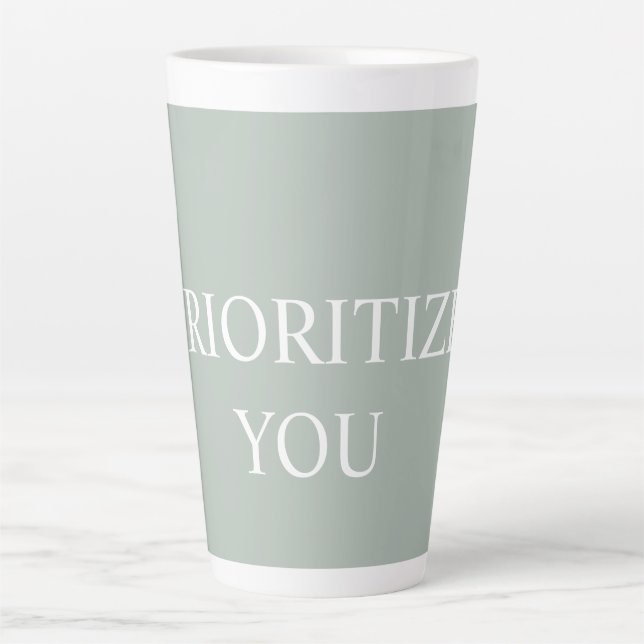 Tasse Latte Minimal Prioriser Vous Citez Couleur de Cendre (Devant)