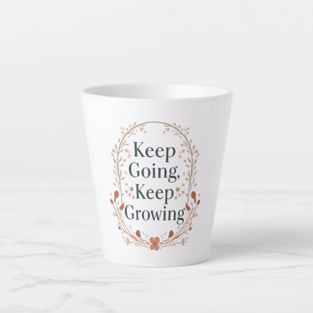 Tasse Latte Minimalist Floral Wreath Positive Affirmation (Devant)