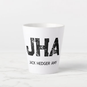 TASSE LATTE MINIMALISTE NOIR MONOGRAMME À TROIS LETTRES NOM BL