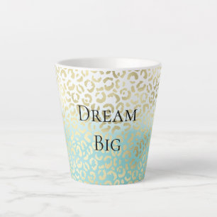 Tasse Latte Mint Aquarelle Ombre Glam Or Leopard