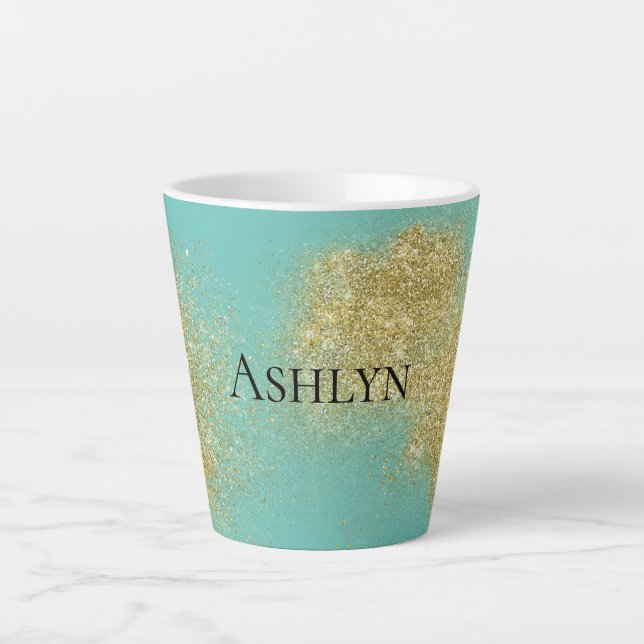 Tasse Latte Mint Gold Glitzy Parties scintillant (Devant)