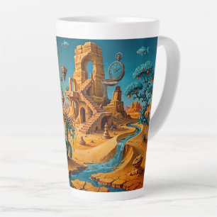 Tasse Latte Mirage du désert Ocbre Orange Bleu sarcelle