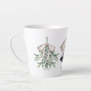 Tasse Latte Mistletoe et Clochettes d'Argent de Noël