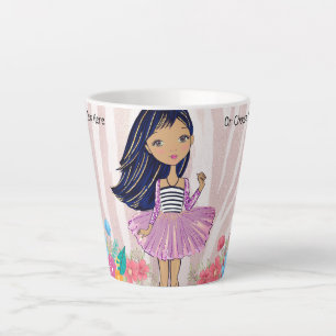 Tasse Latte Mode Fille tendance Chic Floral Rose Parties scint