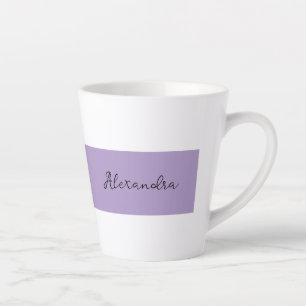 Tasse Latte Modèle de rayure violette avec nom