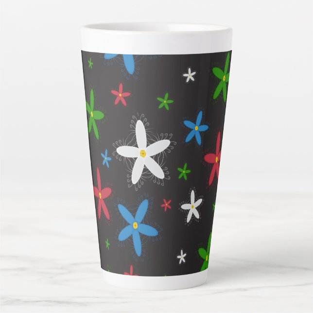 Tasse Latte Modèle floral (Devant)