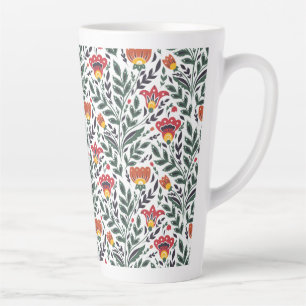 Tasse Latte Modèle floral art populaire
