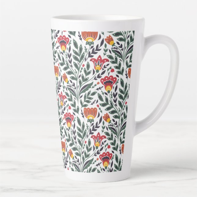 Tasse Latte Modèle floral art populaire (Droite)