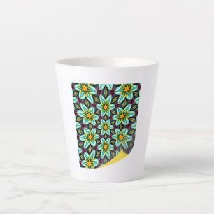Tasse Latte Modèle Floral Étoiles Vertes