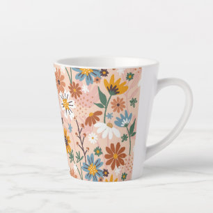Tasse Latte Modèle floral peint à la main-23136